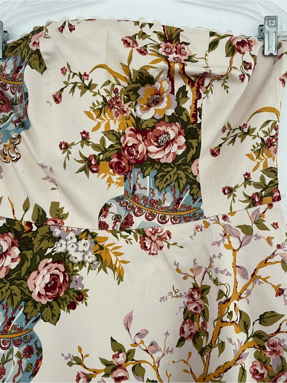 Moda International Floral Print Strapless Midi Fit Flare Dress Sz 8 CottageCore - Picture 8 of 16
